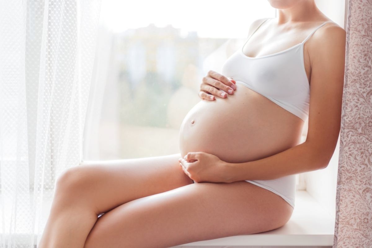 women in maternity underwear